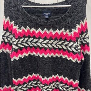 American Eagle Outfitters Black and Pink Chevron Sweater